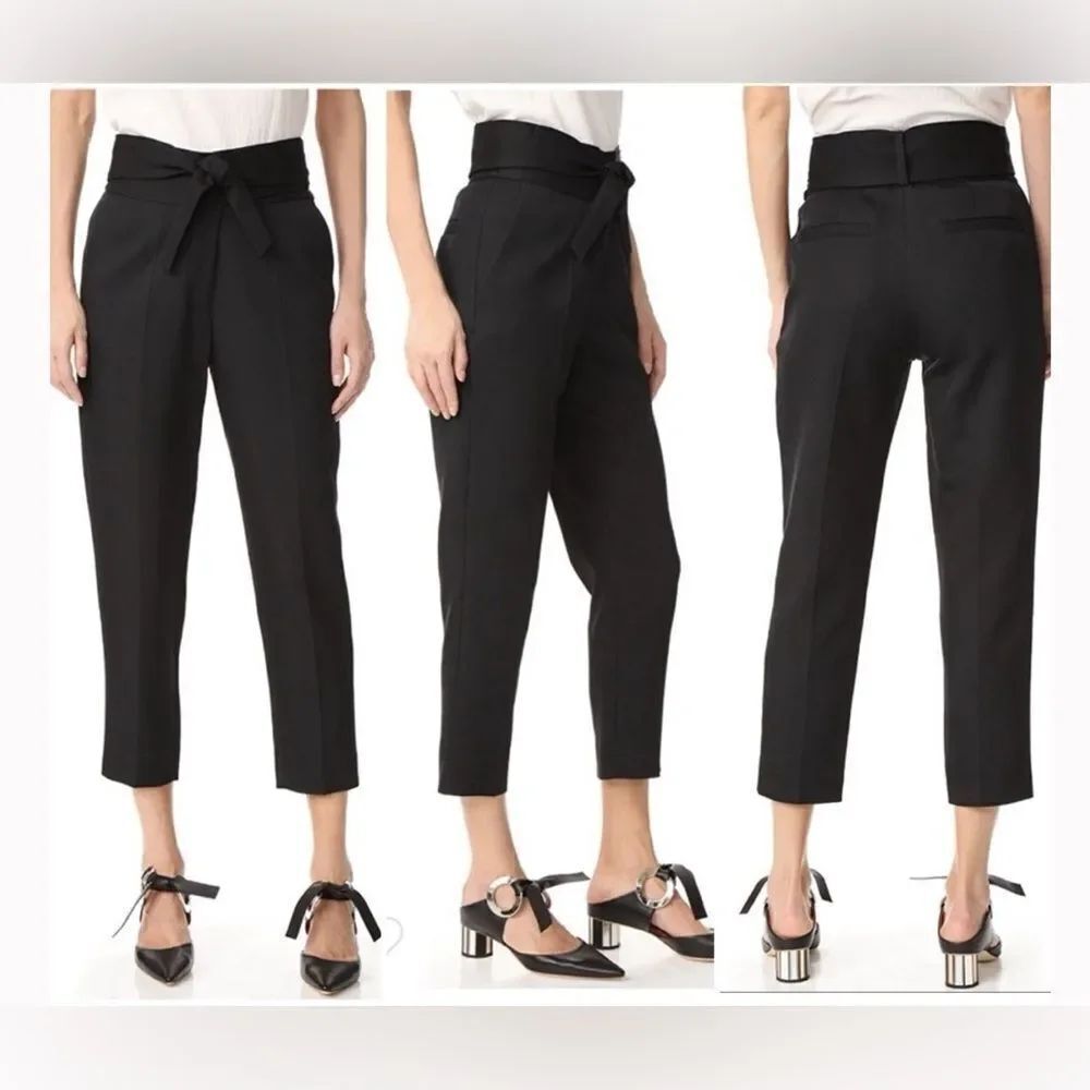 IRO Sheava Tie-Waist Cropped High-Rise Pants Dress Work